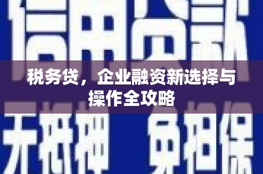 八德税务贷，企业融资新选择与操作全攻略