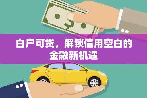 八德白户可贷，解锁信用空白的金融新机遇
