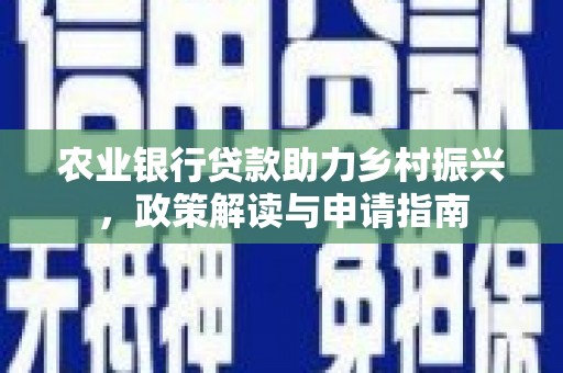 八德农业银行贷款助力乡村振兴，政策解读与申请指南